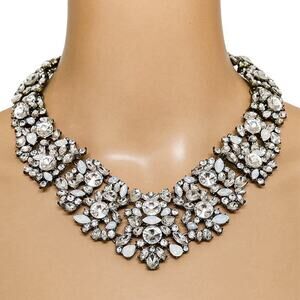 Baublebar Rare Statement Runway Collar Necklace Clear Rhinestone Bridal Icy Glam